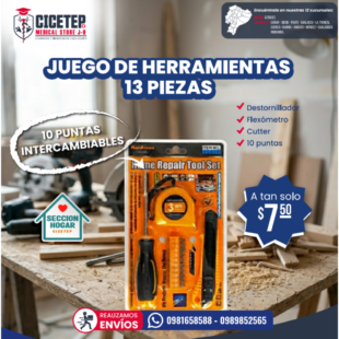 Juego de herramientas de 13 piezas