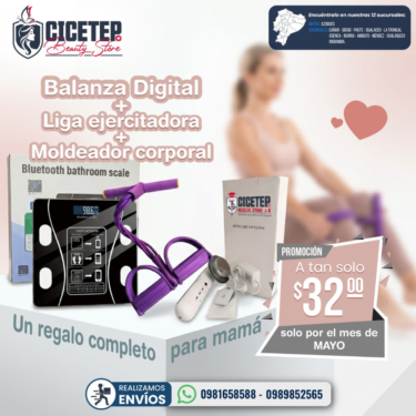 Balanza digital + liga ejercitadora + moldeador corporal